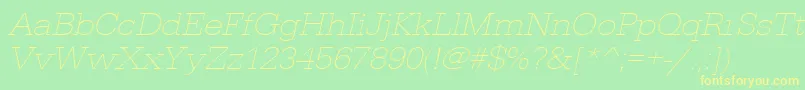 UrwegyptiennetextligextwidOblique-fontti – keltaiset fontit vihreällä taustalla