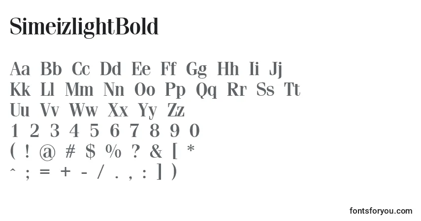 Czcionka SimeizlightBold – alfabet, cyfry, specjalne znaki