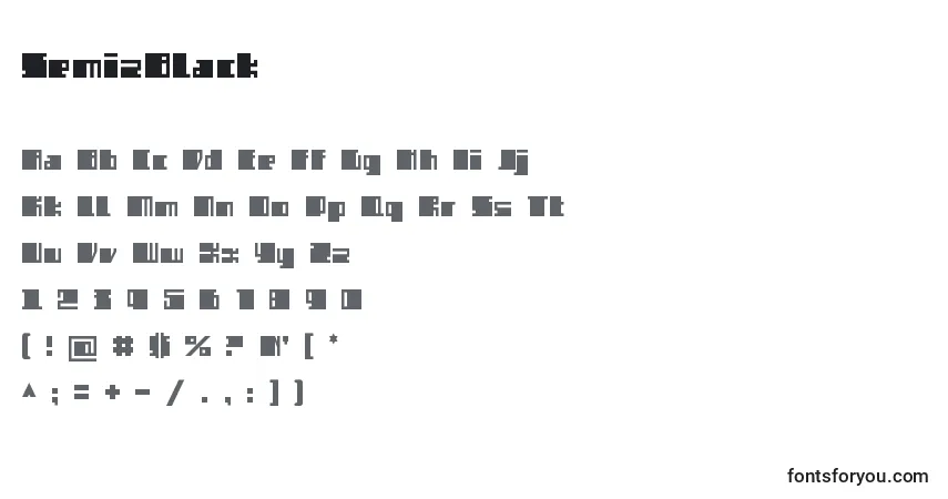 Schriftart SemizBlack – Alphabet, Zahlen, spezielle Symbole