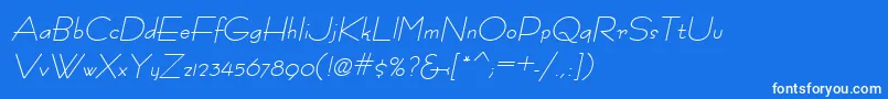 Weitere Informationen zur FastracfashionItalic-Schriftart FastracfashionItalic-Schriftart – Weiße Schriften auf blauem Hintergrund
