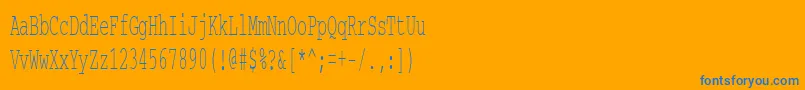 Courierctt50-Schriftart – Blaue Schriften auf orangefarbenem Hintergrund