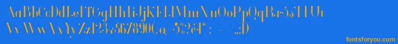 フォントGlamorLightCondensed – オレンジ色の文字が青い背景にあります。