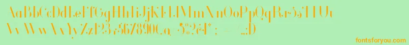 フォントGlamorLightCondensed – オレンジの文字が緑の背景にあります。