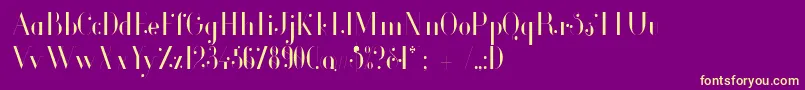 GlamorLightCondensed-fontti – keltaiset fontit violetilla taustalla