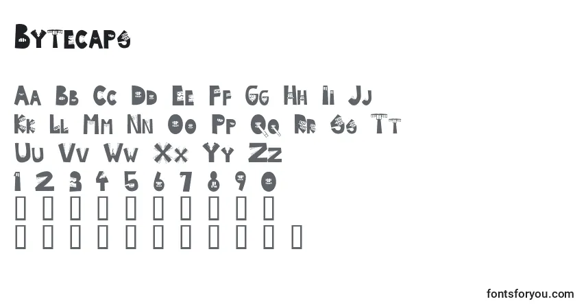 Schriftart Bytecaps – Alphabet, Zahlen, spezielle Symbole