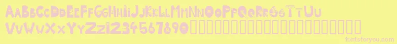 フォントBytecaps – ピンクのフォント、黄色の背景