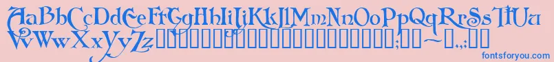 FolkardTM Font – Blue Fonts on Pink Background