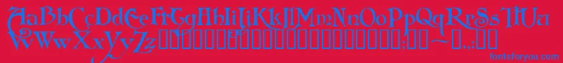 FolkardTM Font – Blue Fonts on Red Background