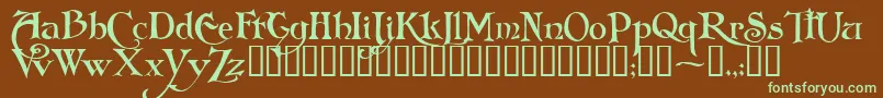 FolkardTM-fontti – vihreät fontit ruskealla taustalla