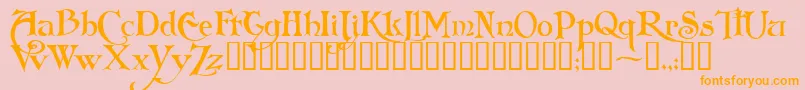 FolkardTM-Schriftart – Orangefarbene Schriften auf rosa Hintergrund