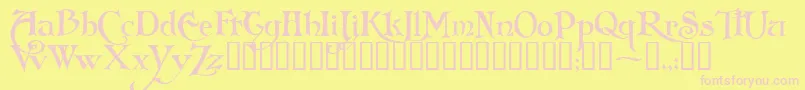 FolkardTM-fontti – vaaleanpunaiset fontit keltaisella taustalla