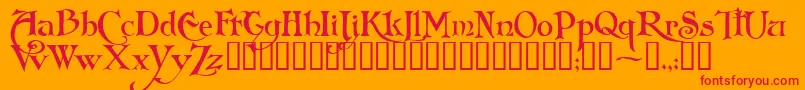 FolkardTM Font – Red Fonts on Orange Background