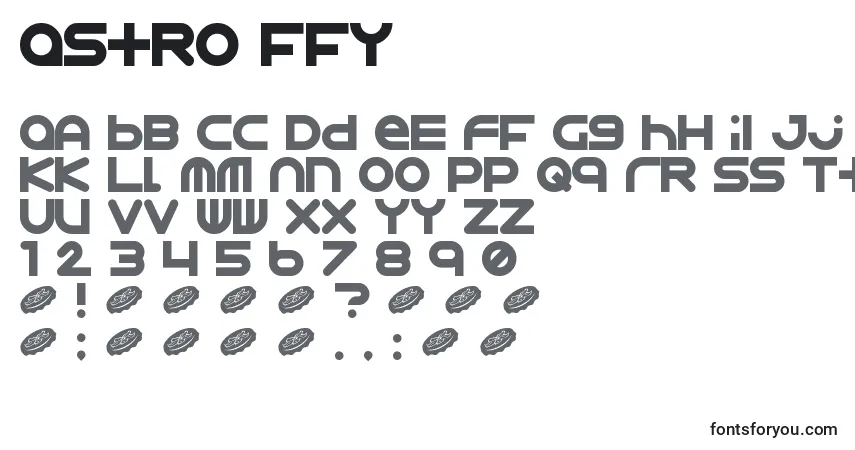 A fonte Astro ffy – alfabeto, números, caracteres especiais