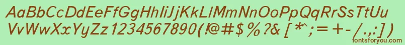 フォントTextbookItalic – 緑の背景に茶色のフォント
