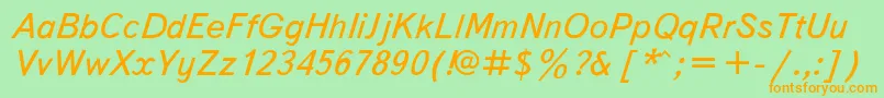 フォントTextbookItalic – オレンジの文字が緑の背景にあります。