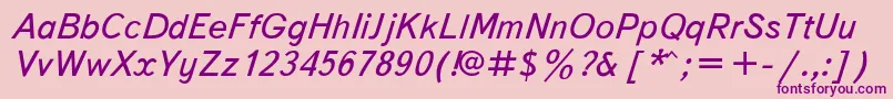 TextbookItalic-fontti – violetit fontit vaaleanpunaisella taustalla