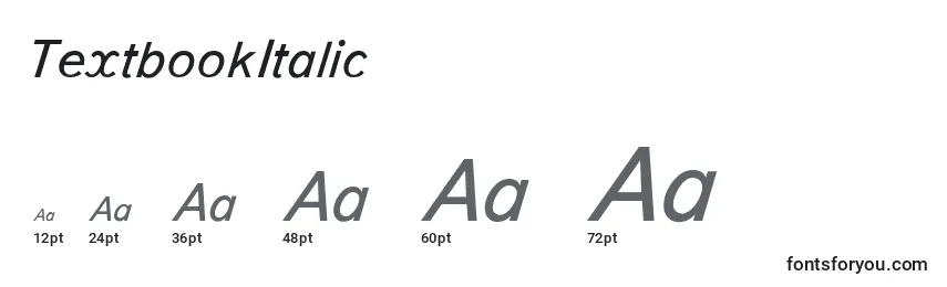 TextbookItalic Font Sizes