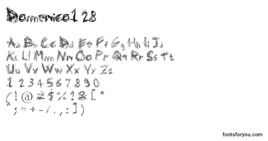 Schriftart Domenico128 – Alphabet, Zahlen, spezielle Symbole