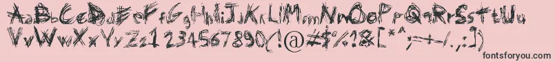 Domenico128-fontti – mustat fontit vaaleanpunaisella taustalla