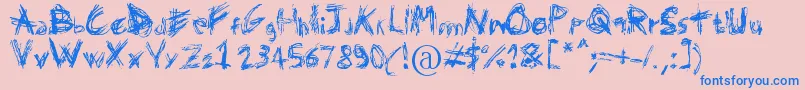 Domenico128-fontti – siniset fontit vaaleanpunaisella taustalla