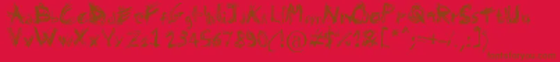 Czcionka Domenico128 – brązowe czcionki na czerwonym tle