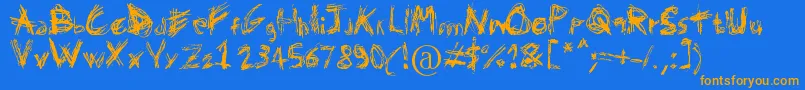 Domenico128 Font – Orange Fonts on Blue Background