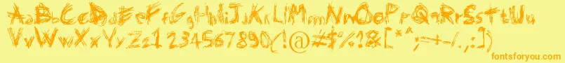 Domenico128-Schriftart – Orangefarbene Schriften auf gelbem Hintergrund