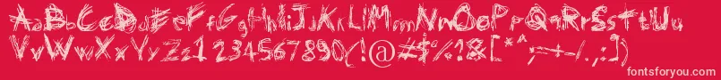 Domenico128-fontti – vaaleanpunaiset fontit punaisella taustalla