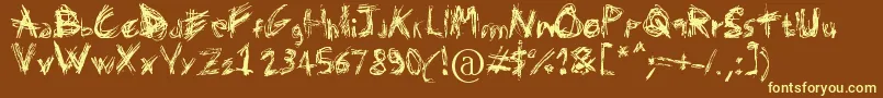 Domenico128-Schriftart – Gelbe Schriften auf braunem Hintergrund