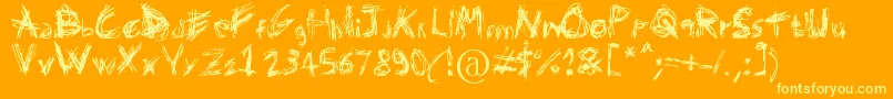 Domenico128-fontti – keltaiset fontit oranssilla taustalla