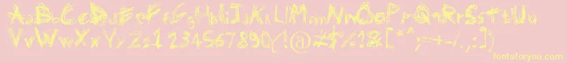 Domenico128-fontti – keltaiset fontit vaaleanpunaisella taustalla