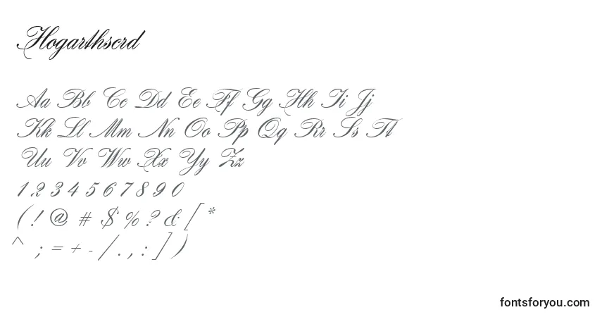 Czcionka Hogarthscrd – alfabet, cyfry, specjalne znaki