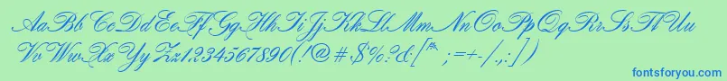 Hogarthscrd Font – Blue Fonts on Green Background