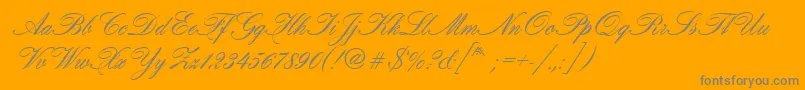 Hogarthscrd-Schriftart – Graue Schriften auf orangefarbenem Hintergrund