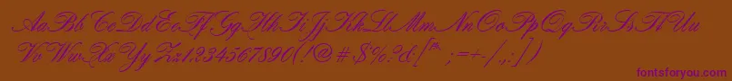 Hogarthscrd-Schriftart – Violette Schriften auf braunem Hintergrund