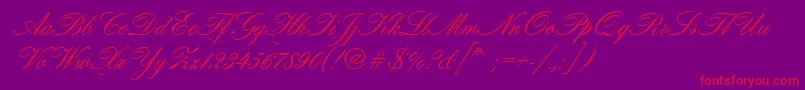 Hogarthscrd-Schriftart – Rote Schriften auf violettem Hintergrund