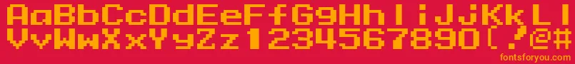フォントMmrock9 – 赤い背景にオレンジの文字