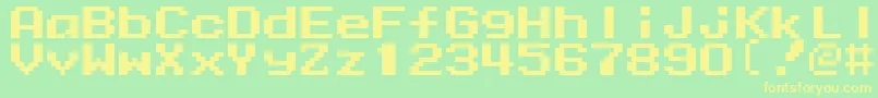 Mmrock9-fontti – keltaiset fontit vihreällä taustalla