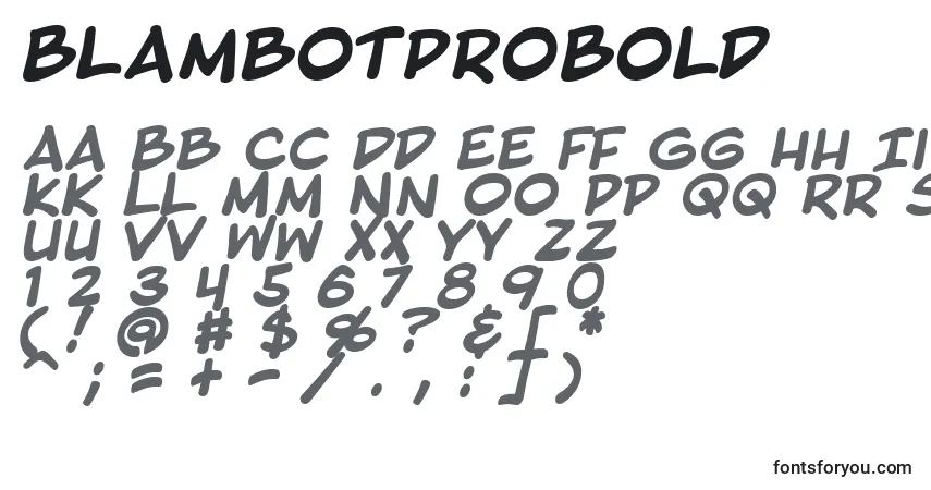 A fonte BlambotProBold – alfabeto, números, caracteres especiais