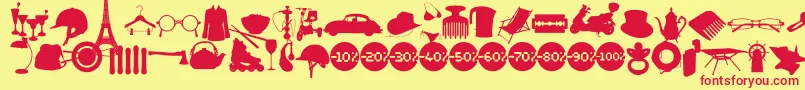 Wcsoldoutabta-Schriftart – Rote Schriften auf gelbem Hintergrund