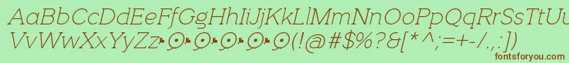 QuotusThinItalic Font – Brown Fonts on Green Background