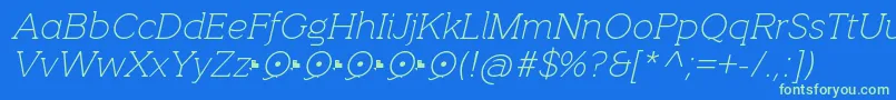 QuotusThinItalic Font – Green Fonts on Blue Background