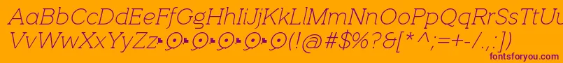 QuotusThinItalic Font – Purple Fonts on Orange Background