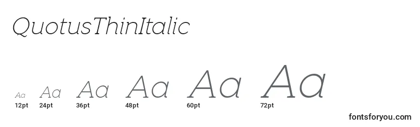 QuotusThinItalic Font Sizes