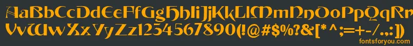 フォントTintorettoRegular – 黒い背景にオレンジの文字