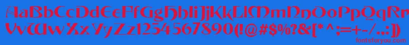 TintorettoRegular Font – Red Fonts on Blue Background