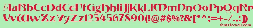 Fonte TintorettoRegular – fontes vermelhas em um fundo verde