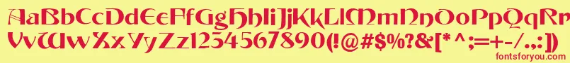 TintorettoRegular Font – Red Fonts on Yellow Background