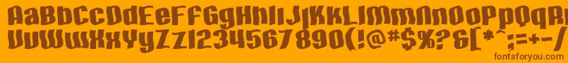 Fonte SfHallucination – fontes marrons em um fundo laranja
