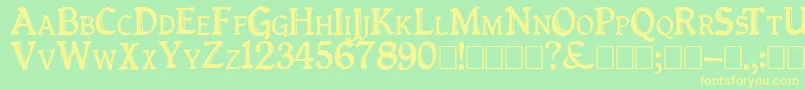 Queenempresscapitals Font – Yellow Fonts on Green Background